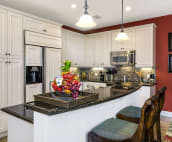 Morning Glory has a fully equipped gourmet kitchen with granite countertops and bar stools.