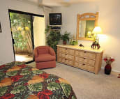 TV/VCR in master bedroom with matching coral dresser