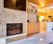 Electric fireplace in lounge