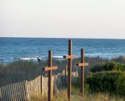 Far view of ocean from observation deck.