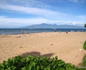 Kaanapali beach with view of island of Molokai
