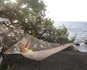 Darla enjoying the hammock and the view!