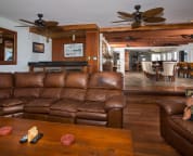 Living Room with Sub Zero commercial ice maker, beverage fridge and wine captain