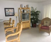 Large kitchen bar and entertainment center.