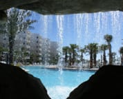 Waterfall over cave