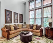 Elegantly appointed living room with Tahitian sectional sofa for your relaxation.