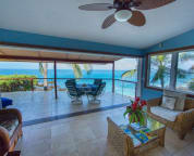 View form the living room out to the lanai, with the "disappearing" wall open.