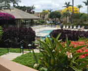 Front Pool and Office area from wooden bridge behind our condo.
