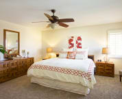 Upstairs bedroom with luxurious western King-sized bed and lots of storage space including two closets