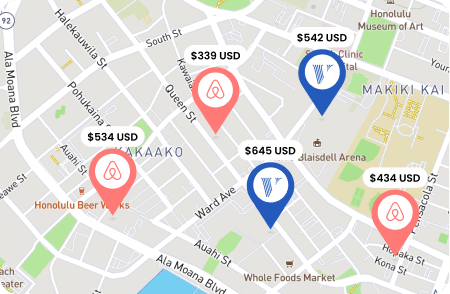 Map with prices