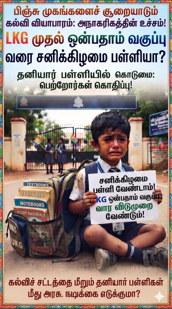 விருத்தாச்சலத்தில் மழலையர் பிஞ்சு முகங்களைச் சூறையாடும் தனியார் பள்ளிகளின் கல்வி வியாபாரத்திற்கு முற்றுப்புள்ளி வைக்குமா அரசு