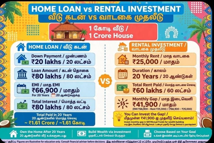 வீட்டுக்கடன் வாங்கி வாடகைக்கு விடுவது நல்ல முதலீடா? 1 கோடி வீட்டின் உண்மைக் கணக்கு