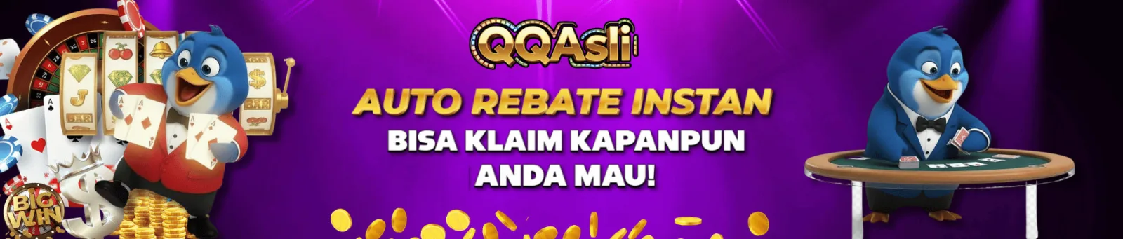 Banner promo instant rebate QQASLI untuk poker online