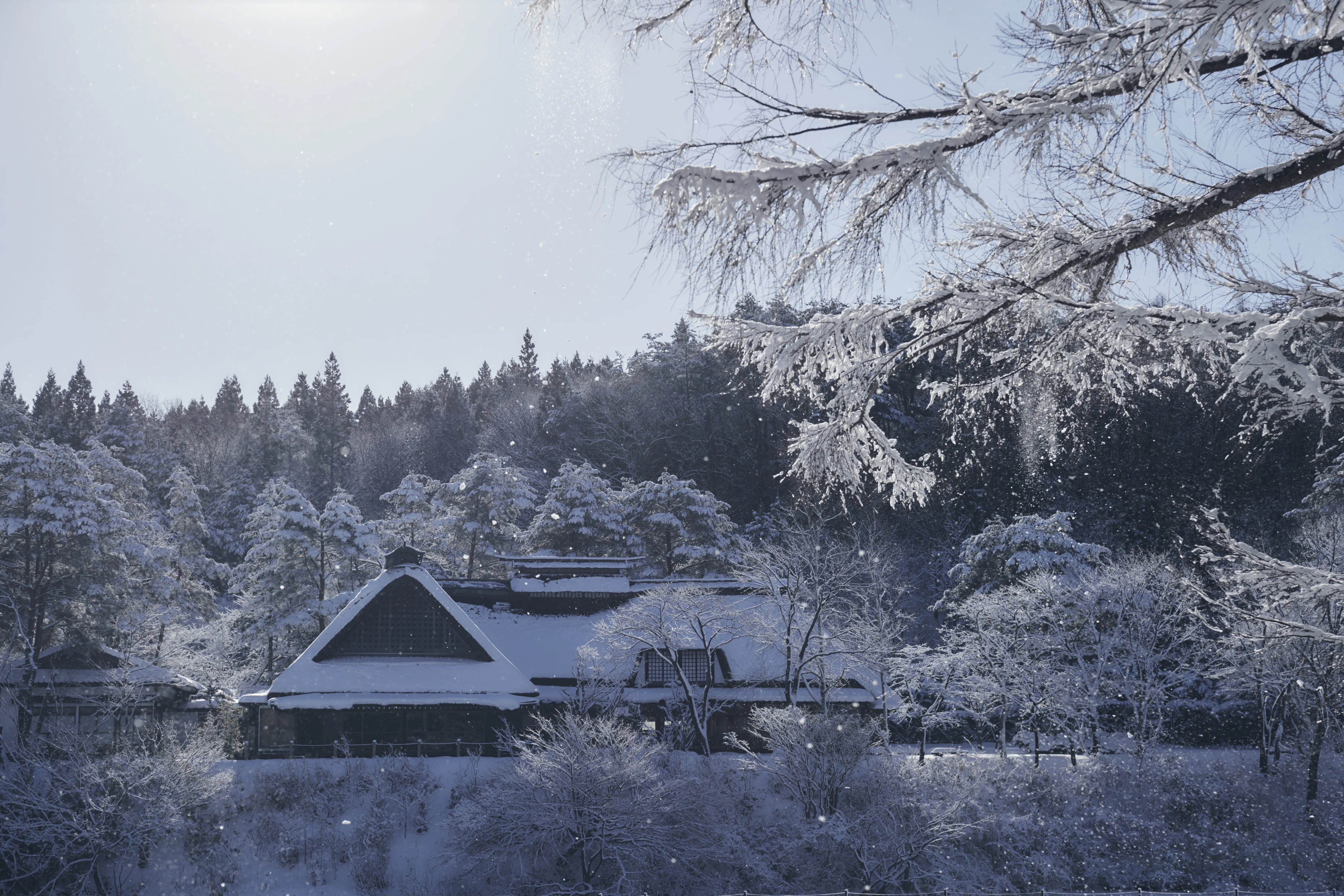 Aomoriya, in Tohoku region, has a traditional Aomori house covered with snow.