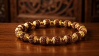 Gold-Capped Rudraksha Bracelet