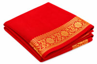 Folded Red Fabric with Gold Floral Border