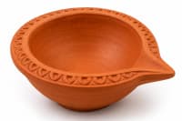 Handcrafted Terracotta Diya on White
