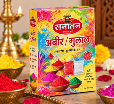 Abir Gulal Sacred Festive Puja Powder Box