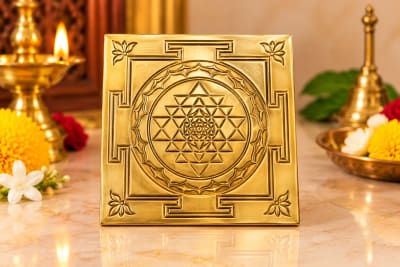 Shri Yantra (Sacred Divine Geometry Brass Plate)