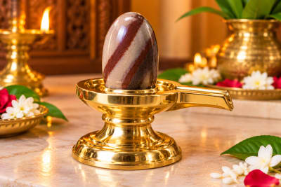 Narmadeshwar Shivling with Brass Stand