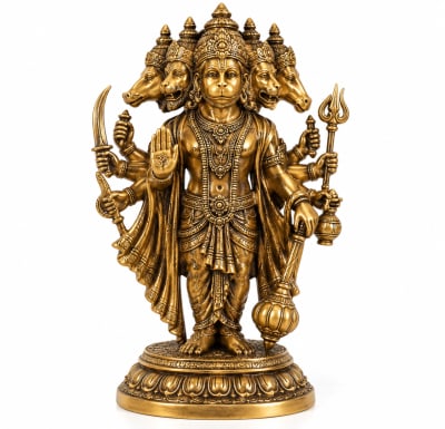 Panchamukhi Hanuman Brass Idol (Antique Patina)