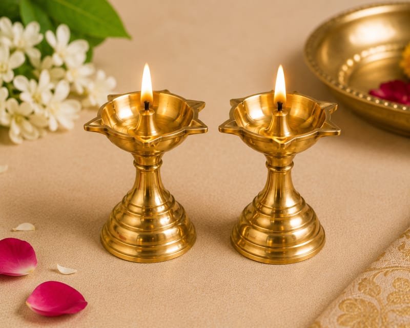 brass diya set