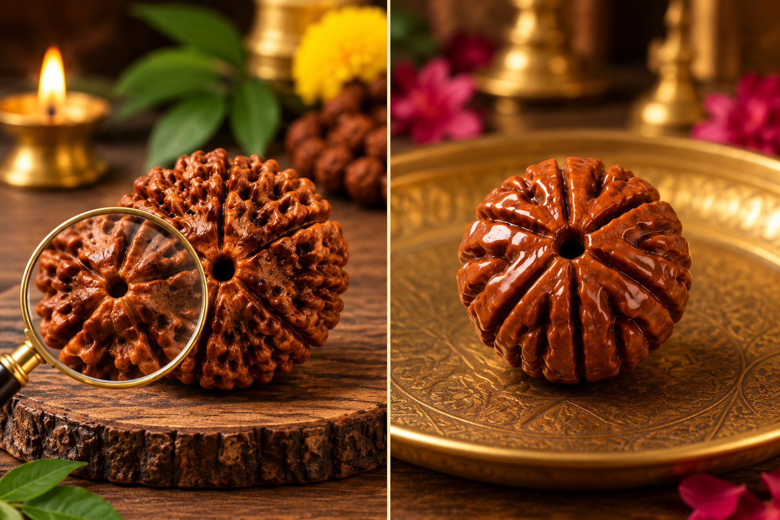 Authentic Nepali 5 Mukhi Rudraksha bead with natural clefts and Mukhi lines