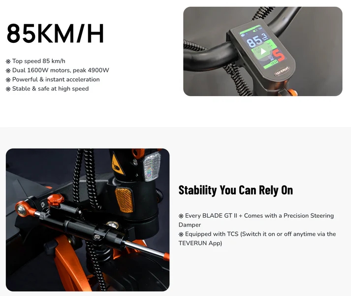 Weight & Capacity: Weighs approximately 35–38 kg (78–83 lbs) and supports a maximum rider weight of up to 150 kg (331 lbs).