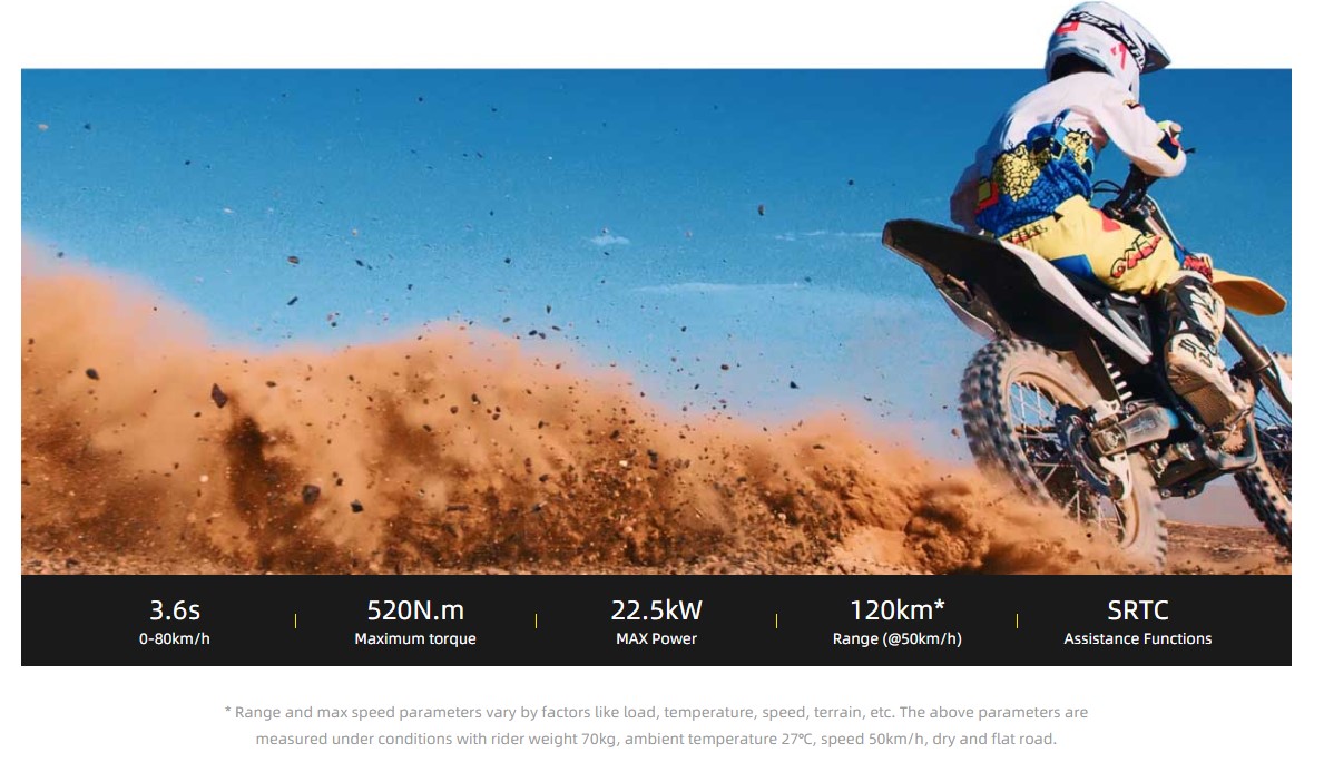 Core Performance & SpecificationsThe Storm Bee is built on a full-size forged aluminum chassis designed to directly rival traditional 250cc gas-powered dirt bikes.Peak Power Output: 22.5 kW delivered via a liquid-cooled brushless BLDC mid-drive motor.Torque: An insane 520 N·m of torque on the rear wheel for immediate, explosive power delivery.