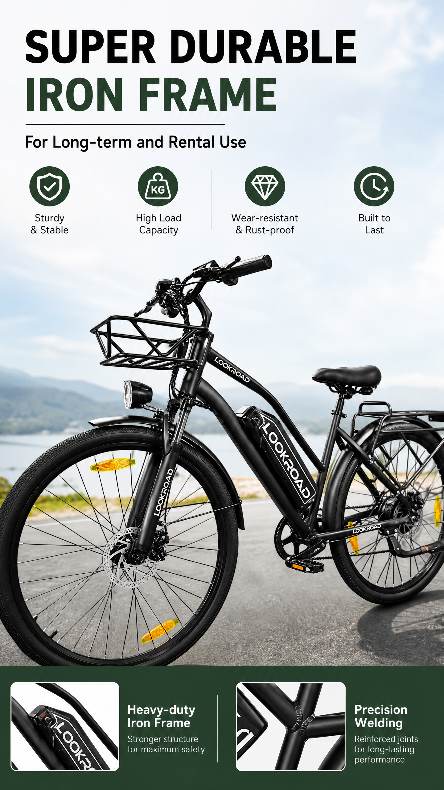 Upgraded Hydraulic Brakes
The LOOKROAD L28 Electric Bike features an upgraded hydraulic braking system designed to provide responsive stopping power and precise control.

The hydraulic brakes deliver smoother braking performance, improved safety, and reliable control during daily commuting or higher-speed riding.

Ride with confidence knowing your electric bike is equipped with dependable braking performance.