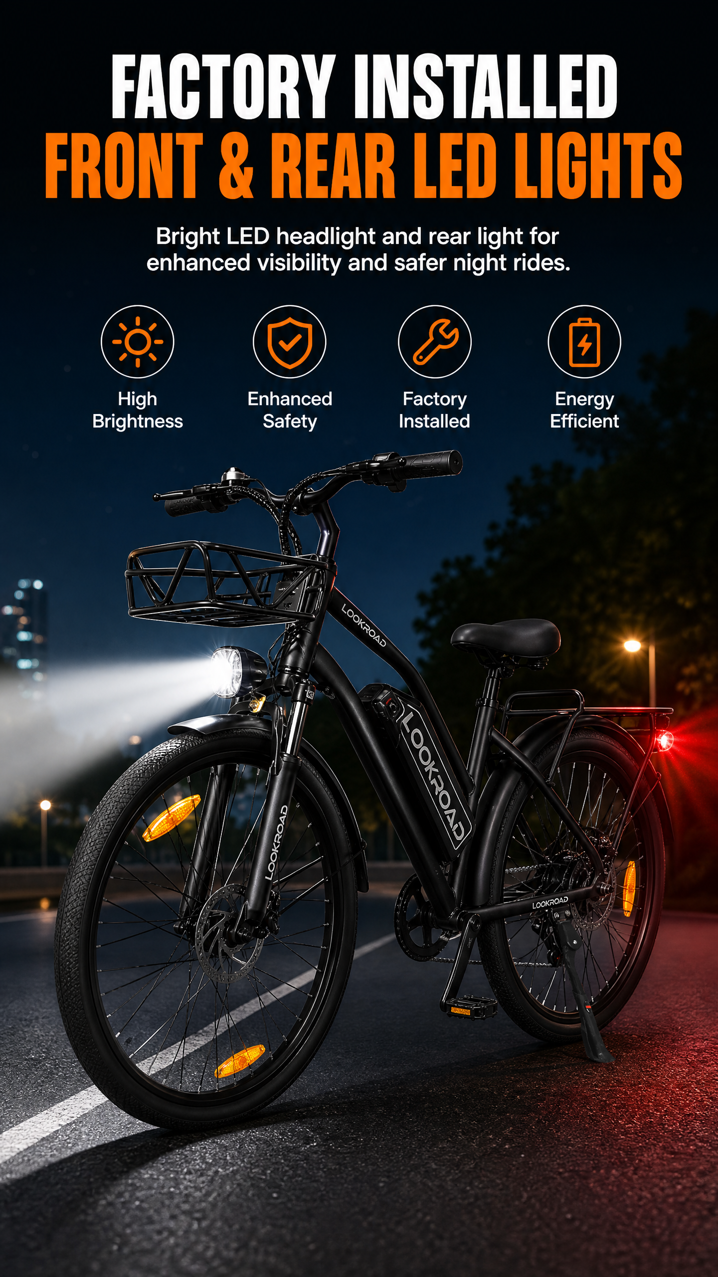 Color LCD Display
The LOOKROAD L28 Electric Bike is equipped with a color LCD display that clearly shows essential riding information.

Monitor your speed, battery level, distance, and assist mode easily while riding.

The intuitive display helps you stay informed and manage every journey with a smarter riding experience.