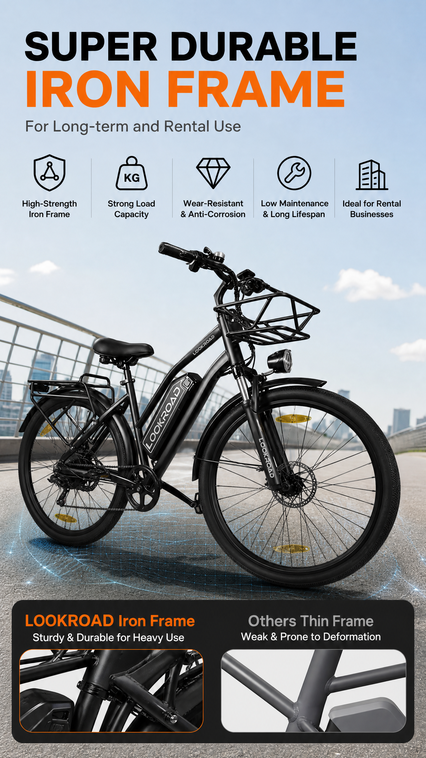 Mechanical Disc Brakes
The LOOKROAD L28 MIN Electric Bike is equipped with mechanical disc brakes that provide consistent stopping power and reliable braking performance.
Compared with traditional rim brakes, the disc brake system offers better control, durability, and all-weather reliability.
Enjoy safer rides with dependable braking performance in different conditions.