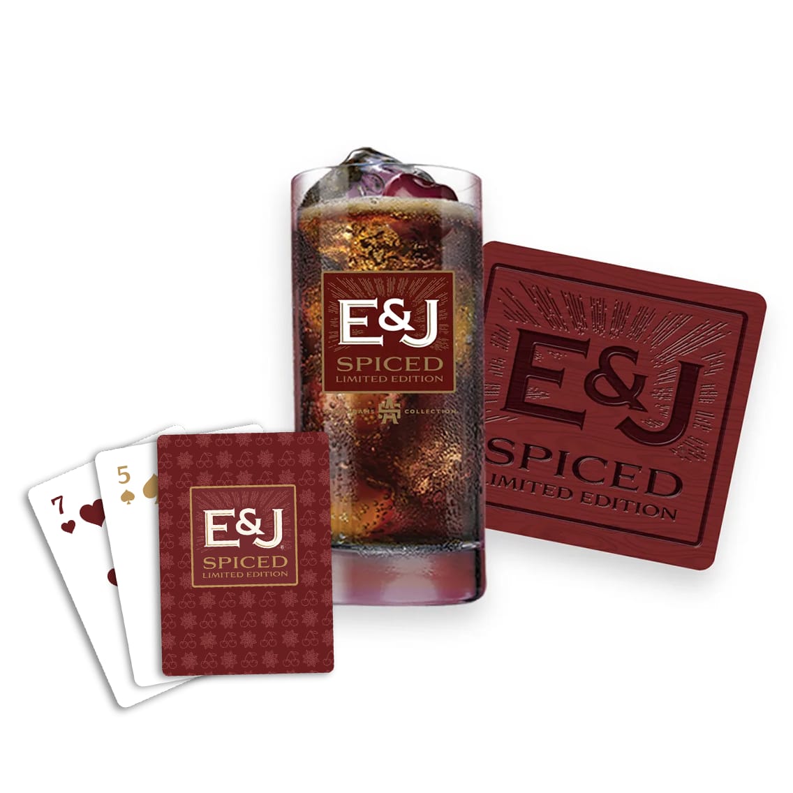 EJ Spiced glass set coaster and cards