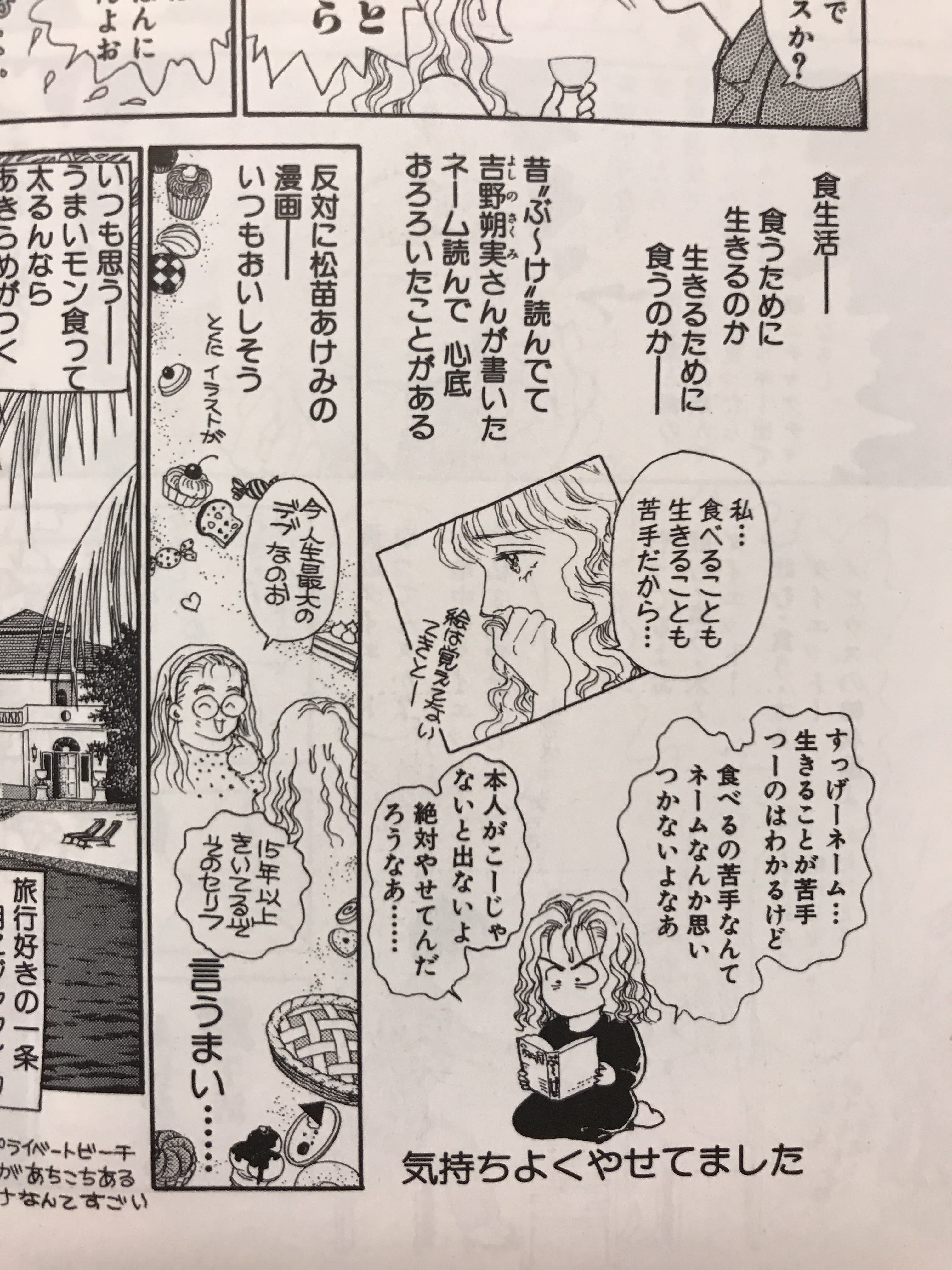 余談ですが一条ゆかり先生の食生活エッセイ漫画に「自分は食いしん坊だから吉野朔実先生の漫画に出て...
