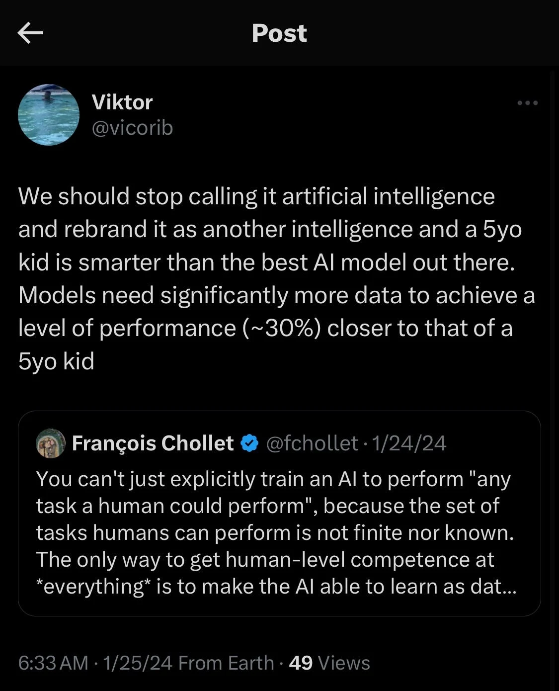 screenshot of my tweet on this