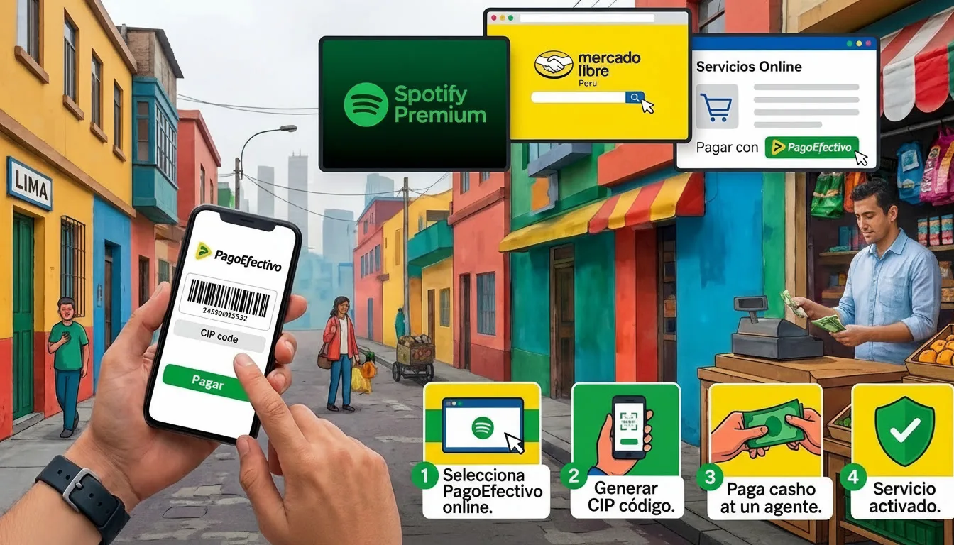 Cómo Pagar Spotify, Compras y Servicios Online con PagoEfectivo sin Tarjeta en Perú (Guía Completa 2026)