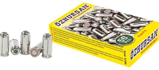 ÖZKURSAN 9mm KURUSIKI TABANCA MERMİSİ (600 BAR)