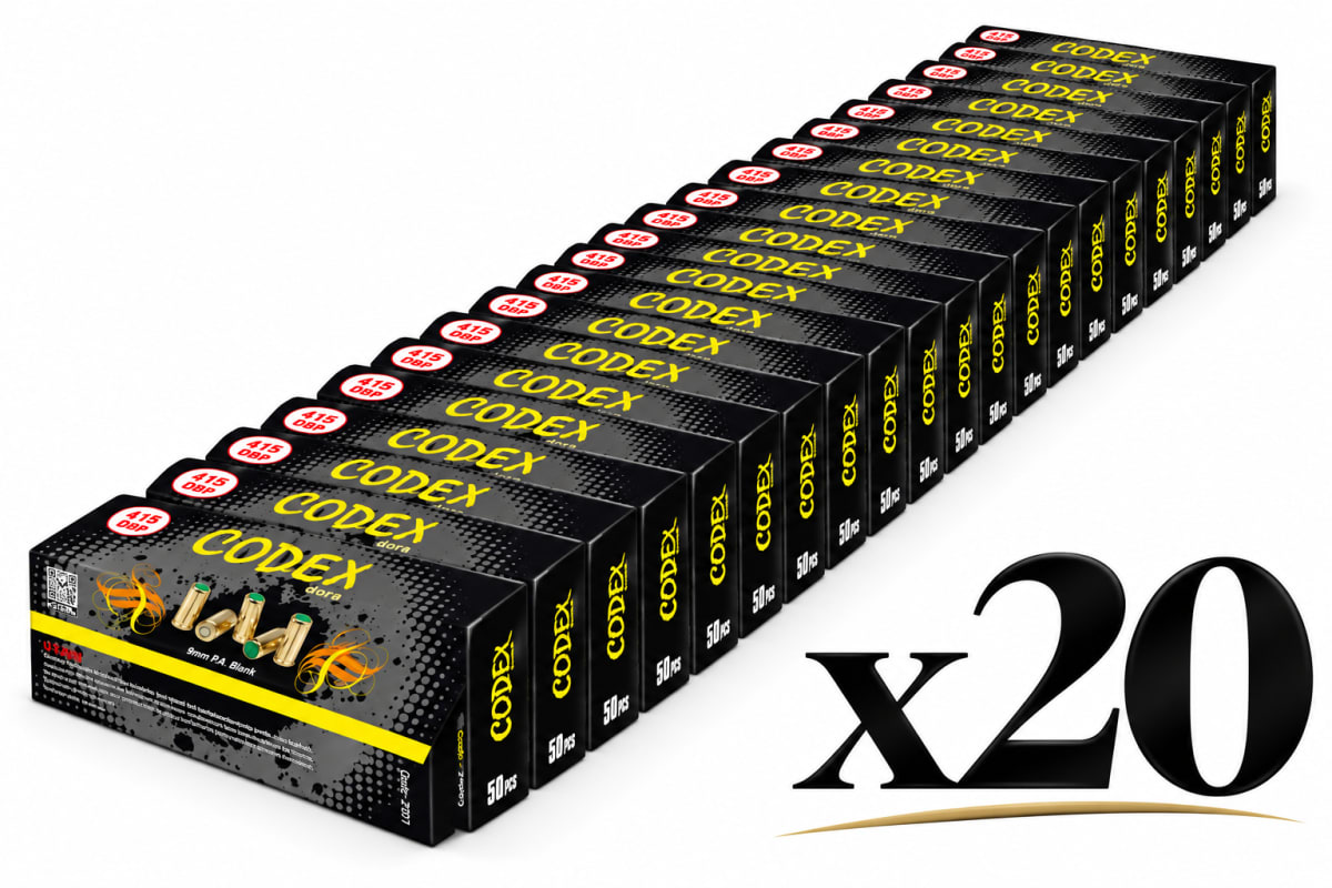 ÖZKURSAN CODEX GOLD 9mm KURUSIKI TABANCA MERMİSİ (475 BAR) - 20 PAKET - 1000 ADET