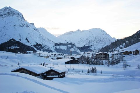 Lech am Arlberg ski resort in winter time