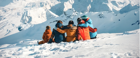 Family enjoying one of the best family ski resorts in Europe