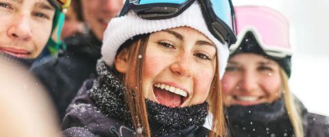 Ski resort celebrating New Year in the mountains