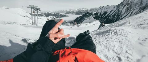 Solo skier alone on a quiet mountain slope