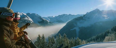 Summer skiing on a glacier in the Alps