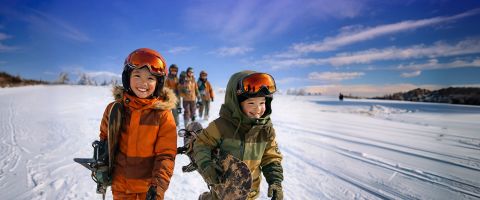 Family ski resort during the half term holidays