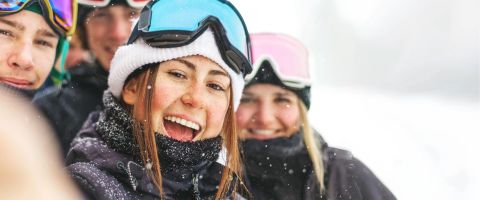 Ski resort celebrating New Year in the mountains