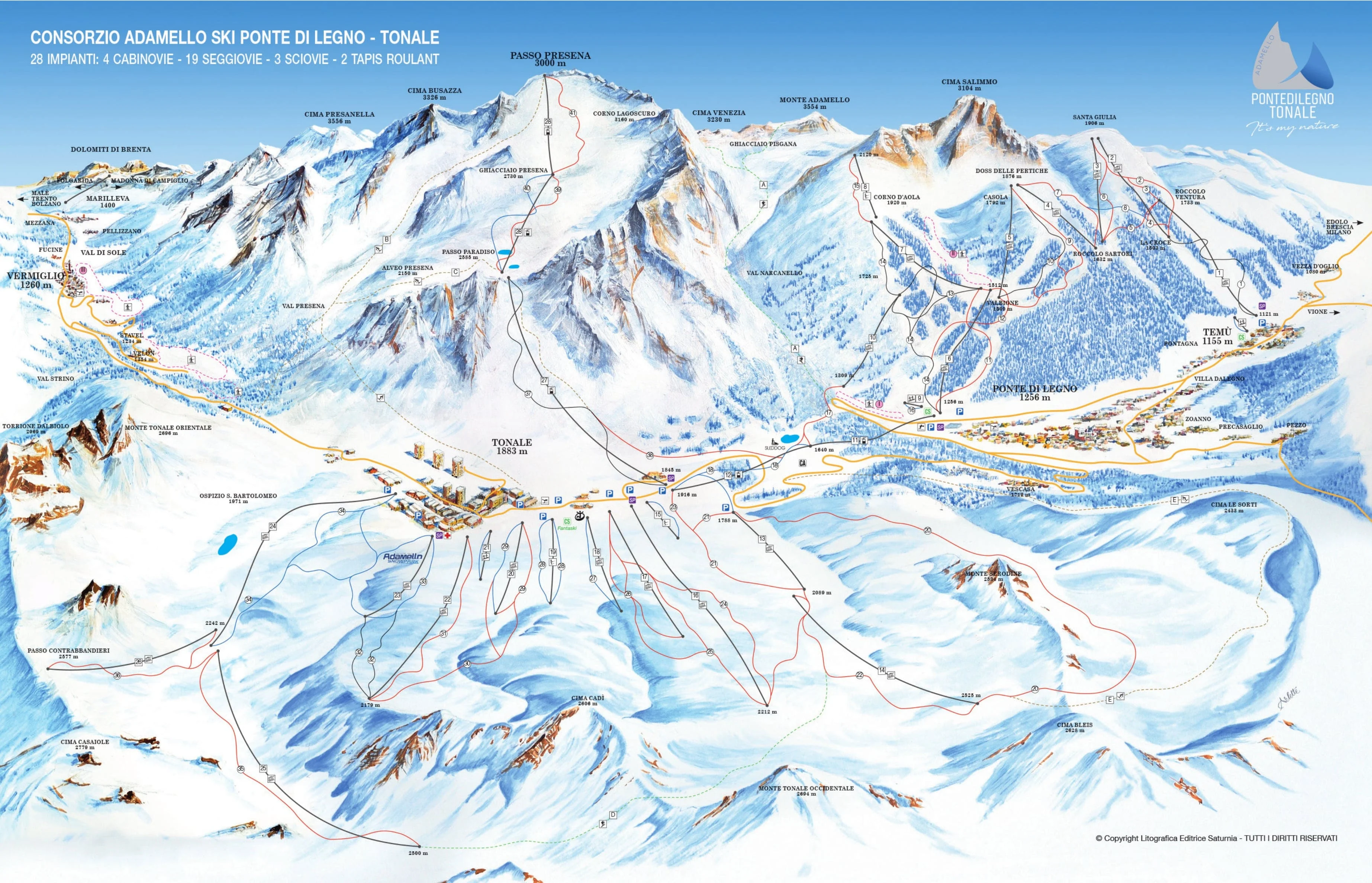 Passo Tonale piste map