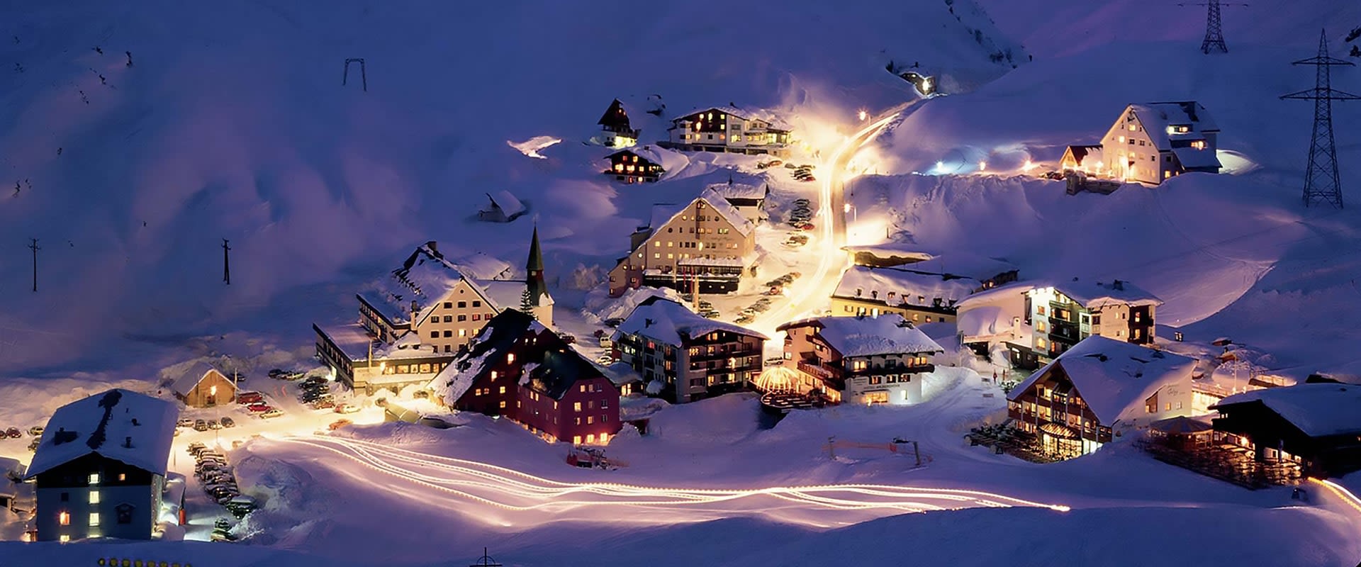 St. Anton ski resort at night