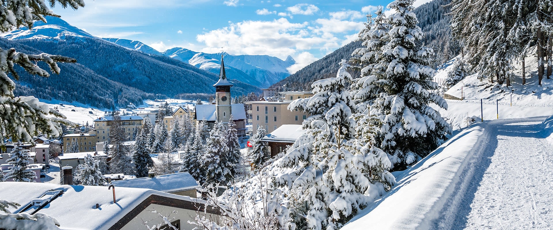 Snowy Davos-Klosters in winter
