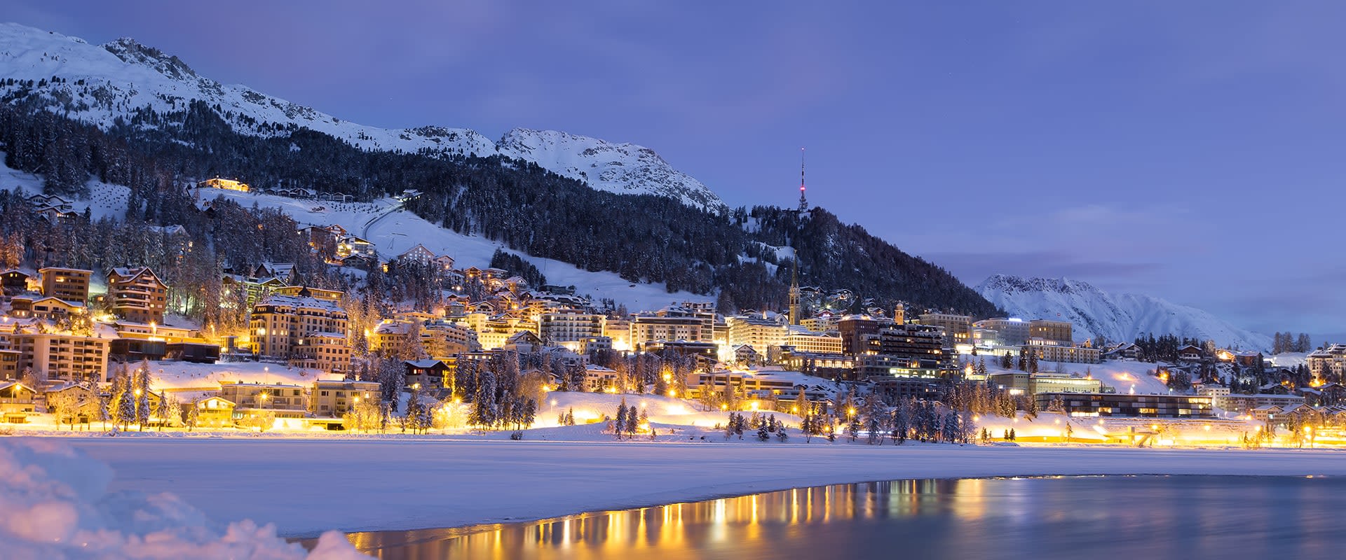 St. Moritz ski resort at night
