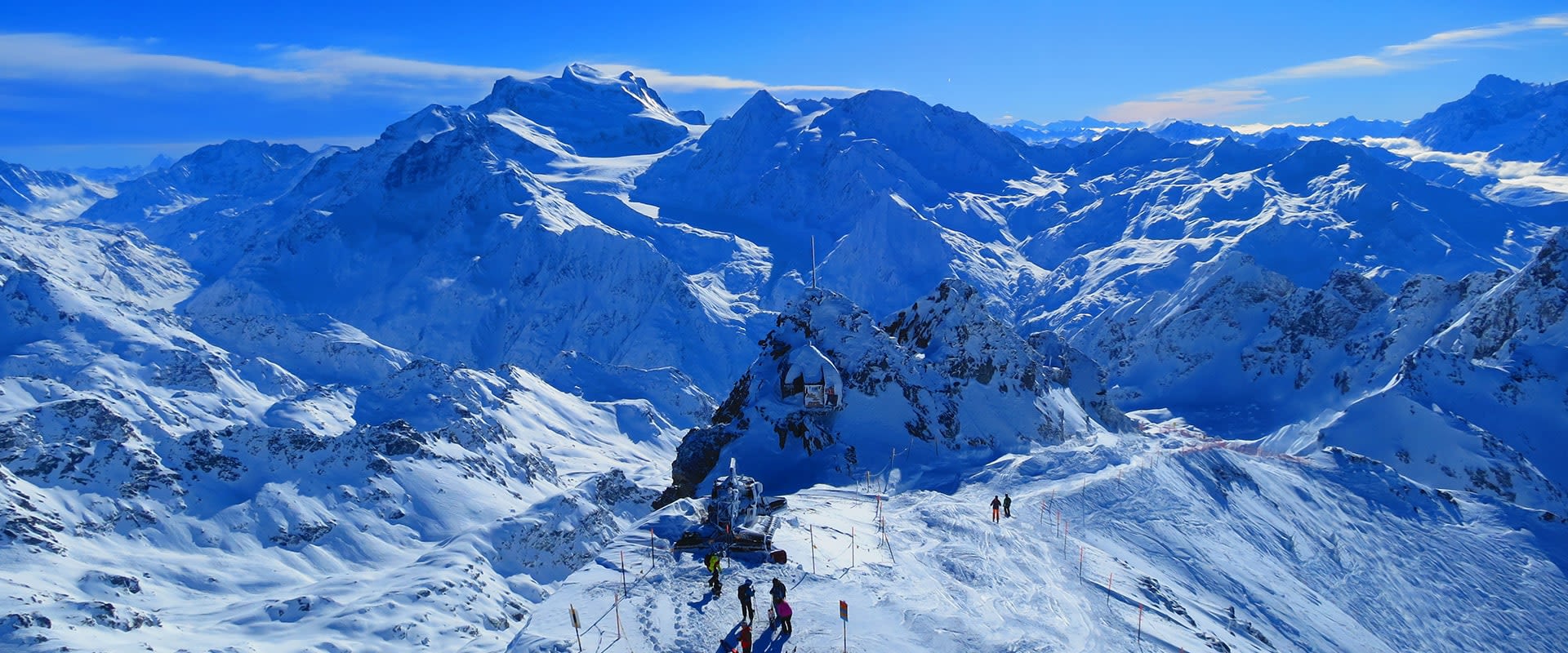 Verbier winter hikers viewing the panorama